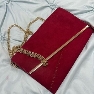 Le Chateau Burgundy Clutch with Gold Accent